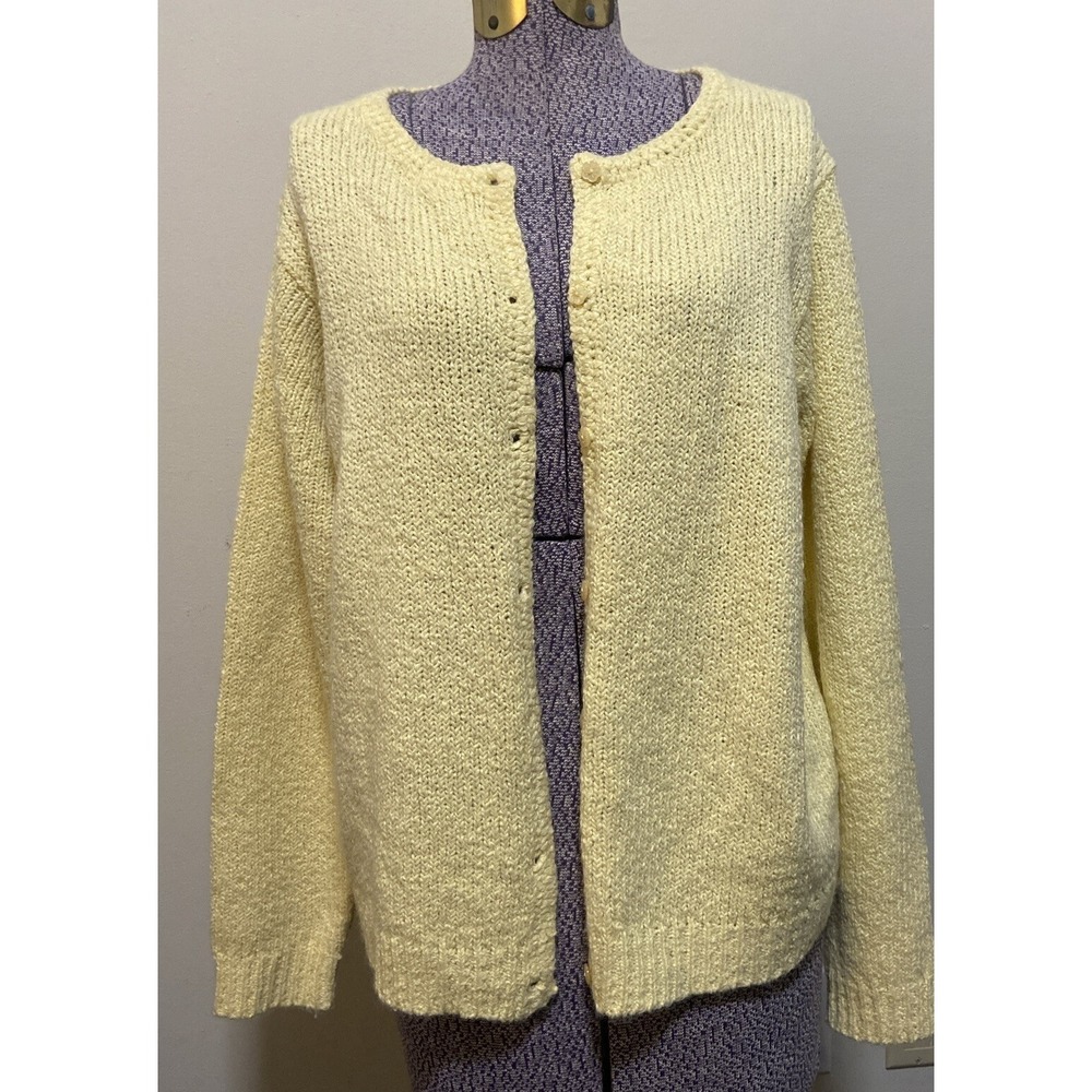 Northern Isles Womens‎ Cardigan Sweater Large Flower Buttons Modern Knit NICE